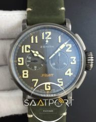 Heritage Pilot Ton-up Aged SS Case XF 11 Best Edition on Green Nubuck Strap A7750 (1)