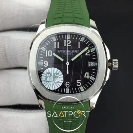 Aquanaut 5167 SS PF 11 Best Edition Gray Textured Dial on Green Rubber Strap A324 Clone 1