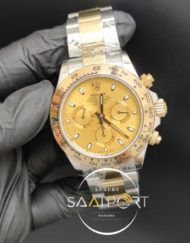 Rolex Saat Otomatik Daytona Sarı Kadran Gold Bezel Çelik Kordon