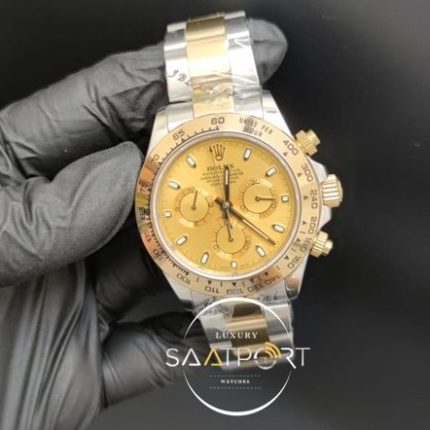 Rolex Saat Otomatik Daytona Sarı Kadran Gold Bezel Çelik Kordon