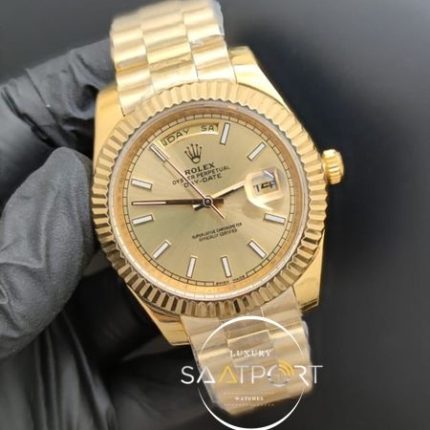 Rolex Saat Day Date Otomatik 41mm Gold Kadran Gold Tırtıklı Bezel