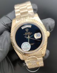 Rolex Saat Day Date Otomatik 41mm Siyah Kadran Gold Tırtıklı Bezel