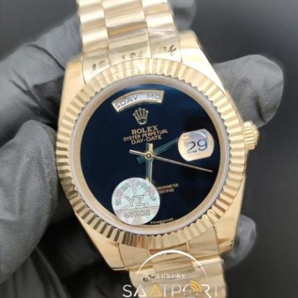 Rolex Saat Day Date Otomatik 41mm Siyah Kadran Gold Tırtıklı Bezel