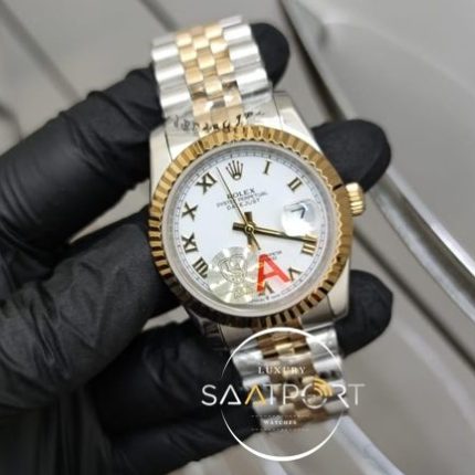 Rolex Saat DateJust Roma Rakamlı Beyaz Kadran Jubile Kordon Otomatik Mekanizma