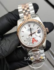 Rolex Saat DateJust Otomatik Mekanizma Beyaz Kadran Tırtıklı Bezel Jubile Kordon