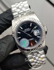 Rolex Saat DateJust Siyah Kadran Çelik Jubile Kordon Tırtıklı Bezel