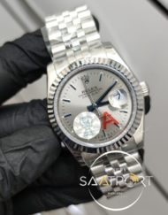 Rolex Saat DateJust Gri Kadran Çelik Jubile Kordon Tırtıklı Bezel