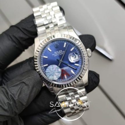Rolex Saat DateJust Mavi Kadran Jubile Kordon Tırtıklı Bezel Otomatik Mekanizma