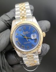 Rolex Saat Datejust Oyster Perpetual Roma Rakamlı Mavi Kadran Tırtıklı Bezel