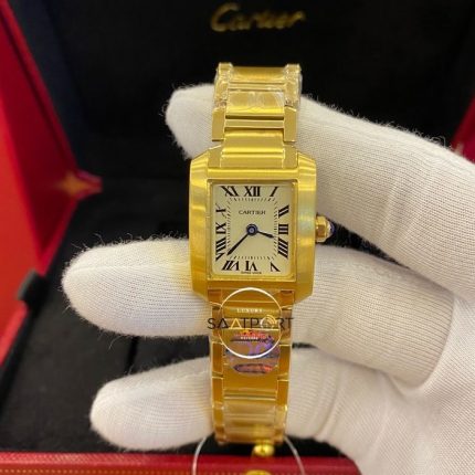 Cartier Tank Gold Çelik Roma Rakamlı Otomatik Mekanizma Bayan Saati