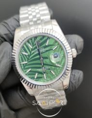 Rolex Saat Datejust Desenli Yeşil Kadran Tırtıklı Bezel Jubile Kordon