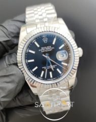 Rolex Saat Datejust Siyah Kadran Tırtıklı Bezel Çelik Jubile Kordon