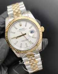 Rolex Saat Datejust Beyaz Kadran Tırtıklı Gold Bezel Jubile Kordon