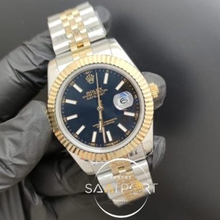 Rolex Saat Datejust Siyah Kadran Tırtıklı Gold Bezel Jubile Kordon