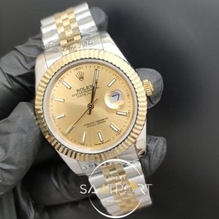 Rolex Saat Datejust Sarı Kadran Tırtıklı Gold Bezel Jubile Kordon