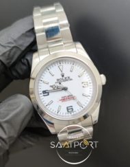 Rolex Saat Oyster Perpetual Explorer Beyaz Kadran Düz Çelik Bezel