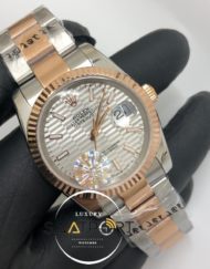 Rolex Saat Datejust Tırtıklı Rose Bezel Desenli Gri Kadran Oyster Rose Çelik Kordon