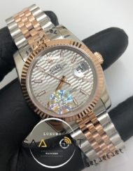 Rolex Saat Datejust Tırtıklı Bezel Desenli Gri Kadran Jubile Çelik Kordon