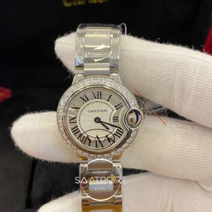 Cartier Ballon Bleu Taşlı Bezel Çelik Kasa Otomatik Bayan Saati