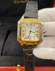 Cartier Panthere Çelik Gold Bezel Roma Rakamlı Beyaz Kadran Bayan Saati