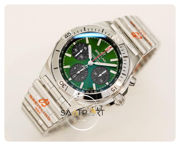 Yeni Breitling Chronomat B01 42mm Yeşil Kadran Çelik Bezel ETA