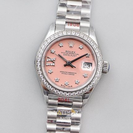 Rolex Date Just 28mm Pink Taşlı Bezel Eta Saat