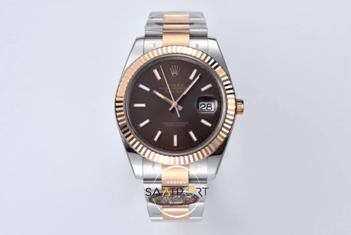 Rolex Datejust 41mm Brown Everose Gold Two-Tone 126331 Clean